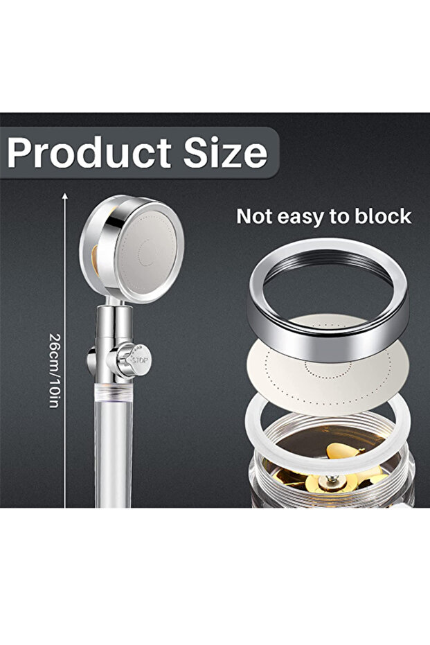 High Pressure Turbo Fan Shower Head – 360° Rotating Handheld Filter Shower for Bathroom - 3