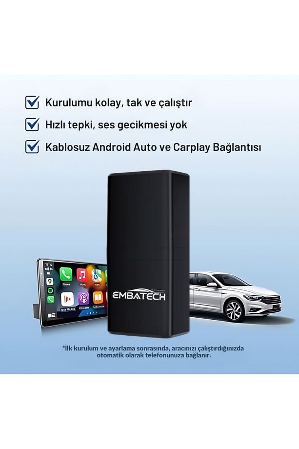 Araç Içi 2in1 Android ve Apple Cihazlar Için Kablosuz Android Auto ve Carplay Adaptörü (EMT-006) - 4