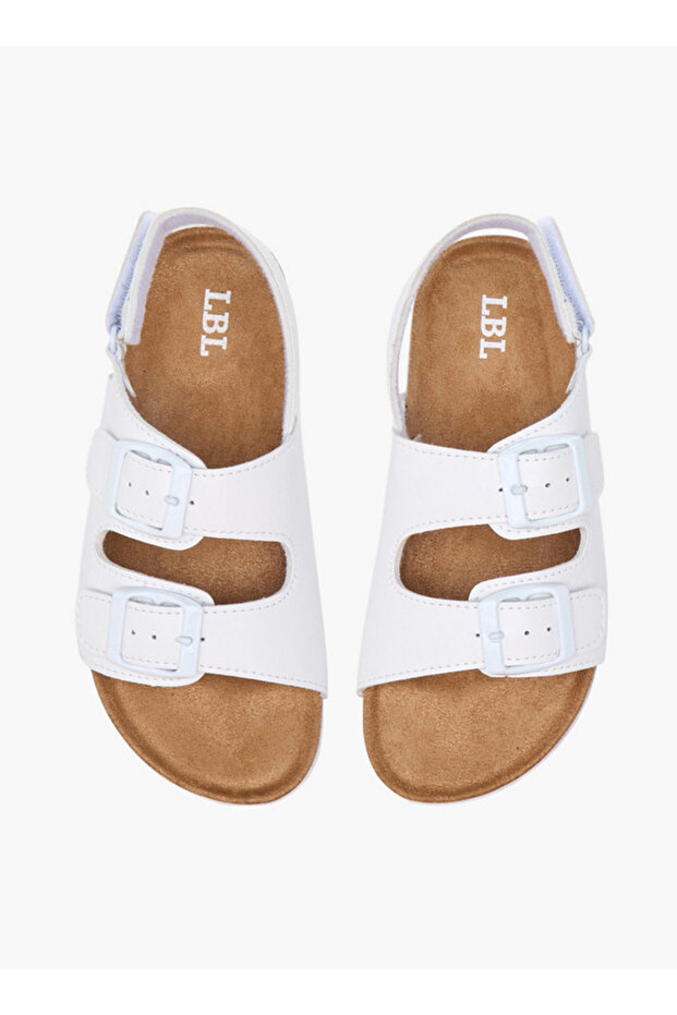 Buckle Accent Strap Sandals with Hook and Loop Closure - 1