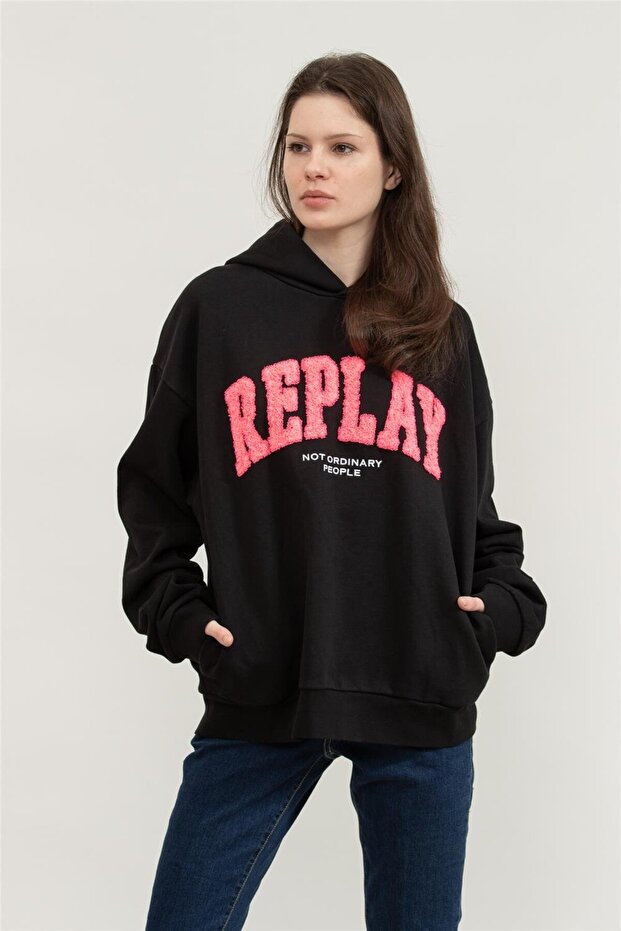 Regular Kadın Kapüşonlu Sweatshirt - 2