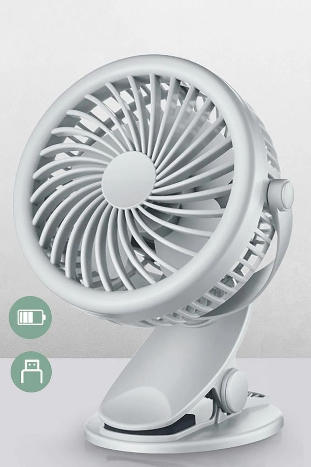 Şarj Edilebilir 3 Kademe Taşınabilir Kıskaçlı Mini Fan Sessiz Vantilatör Soğutma - 5