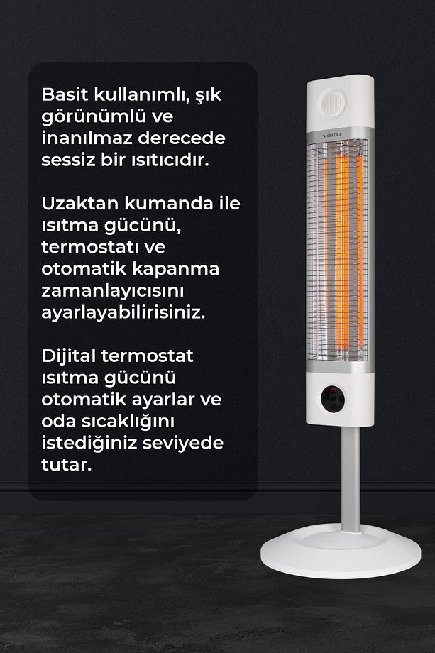 CH1800 RE Ayaklı Karbon İnfrared Isıtıcı Beyaz - 3