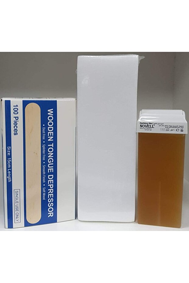 Honey Wax Tube 100 ml (3) pieces-Wax Strips 100 pieces-Wax spatula 100Pieces