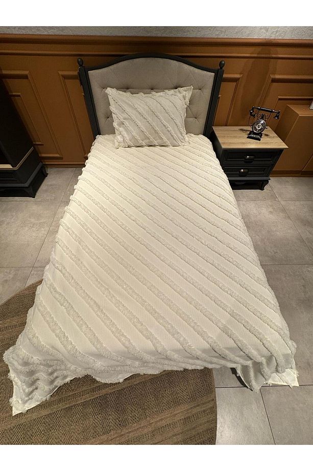 Estiva Puffy Tek Kişilik Yatak Örtüsü Craft Ekru - 5