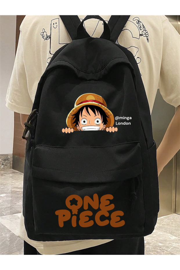 Black One Piece Bottom Top Printed School, Classroom, Course Printed Backpack -Minga London