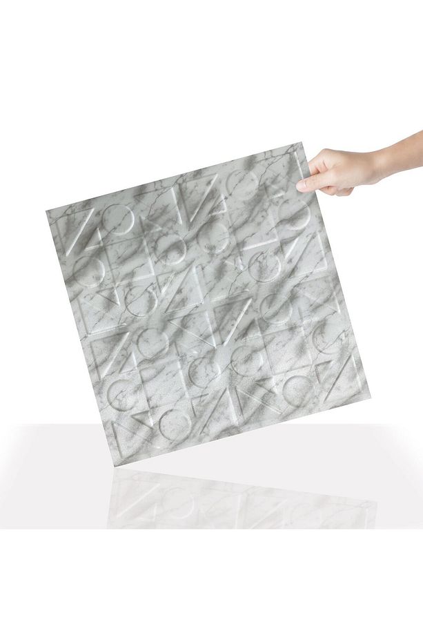 Kendinden Yapışkanlı 3d Kabartmalı Mermer Kareli Desen Pvc Duvar Panel 41x41 Cm/ 6 Adet /1 M² - 1