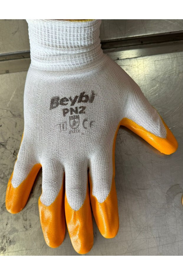 Pn2 Yellow Polyester Knitted Nitrile Gloves No:9 (7 Pieces) - L