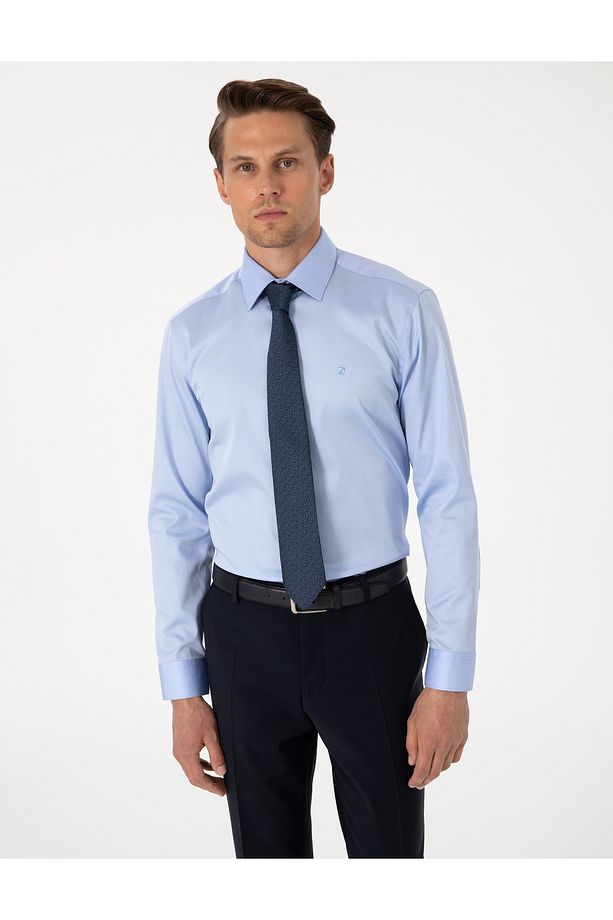 Koyu Mavi Slim Fit Uzun Kollu Basic Gömlek 50305127-VR032 - 1