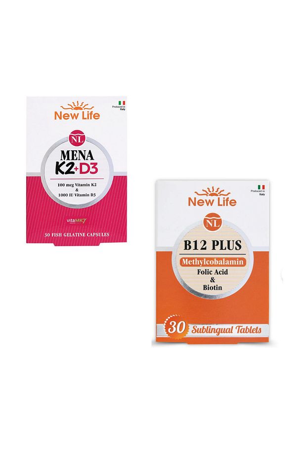 B12 Plus Metilkobalamin 30 Dil Altı Tablet & New Life Mena K2 D3 30 Kapsül - 1