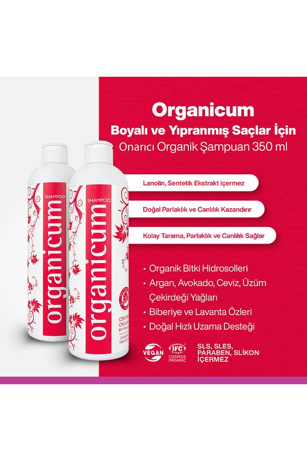 Boyalı Ve Yıpranmış Saçlar Için Onarıcı Organik Şampuan 350 ml - 1