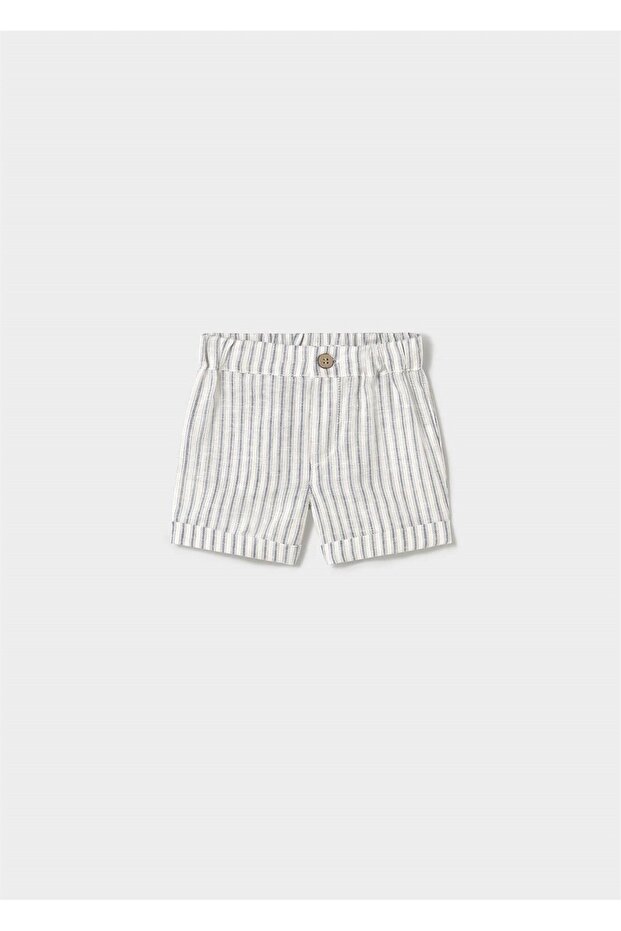 Baby Boy Striped Linen Shorts Cream 1208