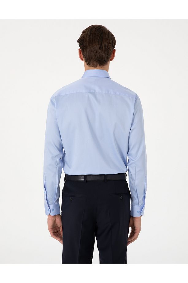 Koyu Mavi Slim Fit Uzun Kollu Basic Gömlek 50305127-VR032 - 5