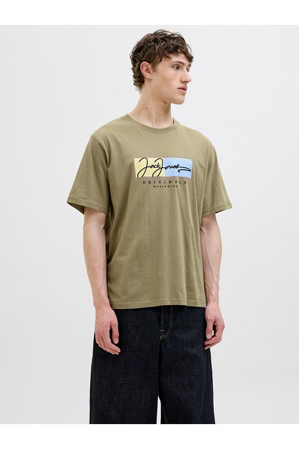 Jack Jones Jorfrederıksberg Box Scrıpt Tee Ss Cn Ln Erkek Yeşil Tshirt 12278266-21 - 1