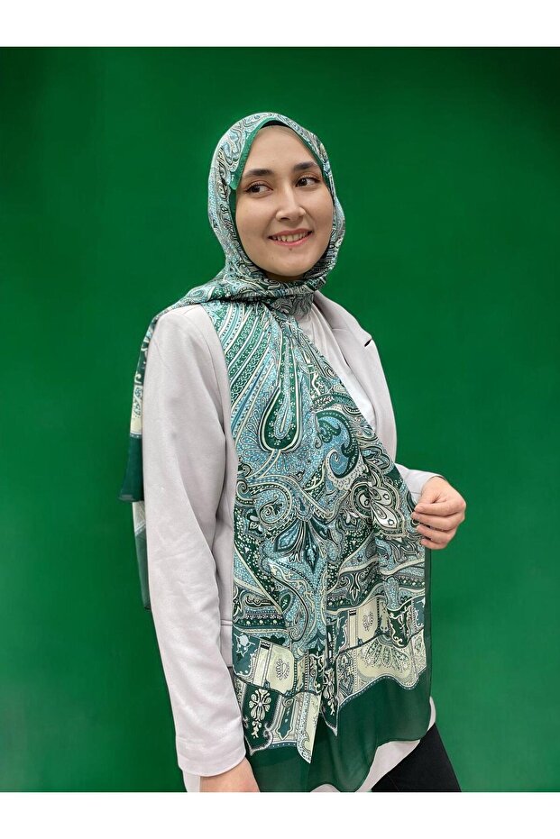 Ethnic Voile Shawl - Green - 4456-09