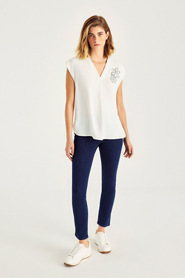 Çiçek Baskılı Bluz - 2