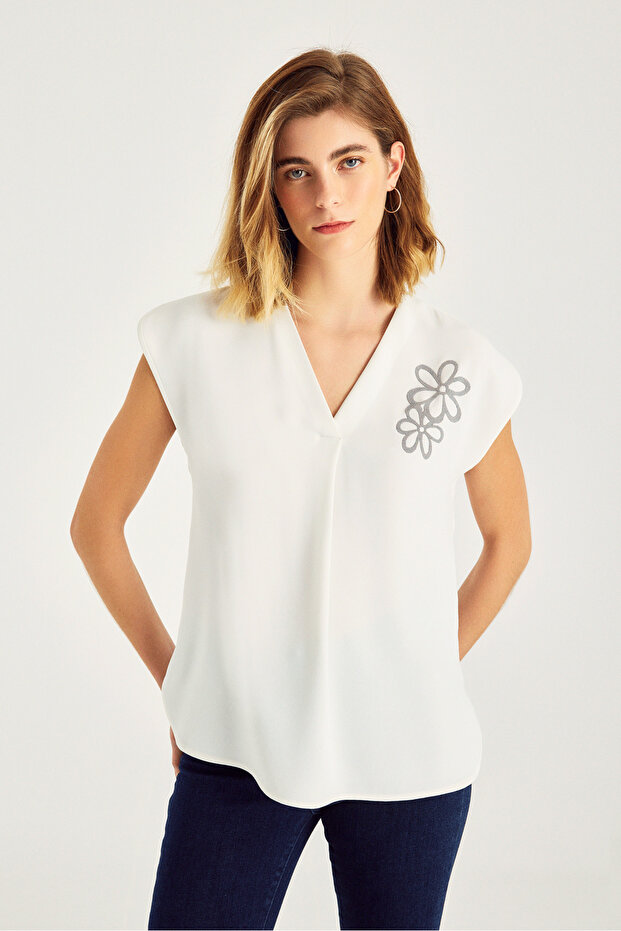 Çiçek Baskılı Bluz - 3