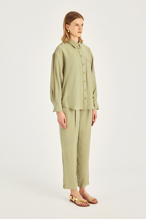 Aksesuar Detaylı Modal Gömlek - 3