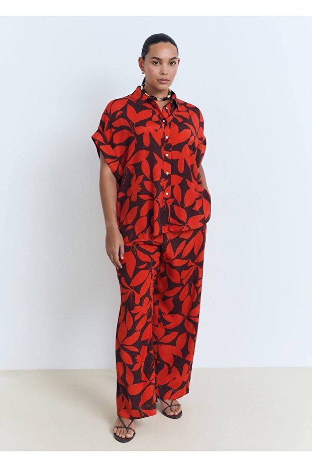 Kısa kollu desenli gömlek - 8