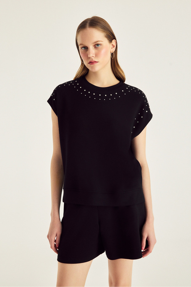 Zımba Detaylı Örme Bluz - 1