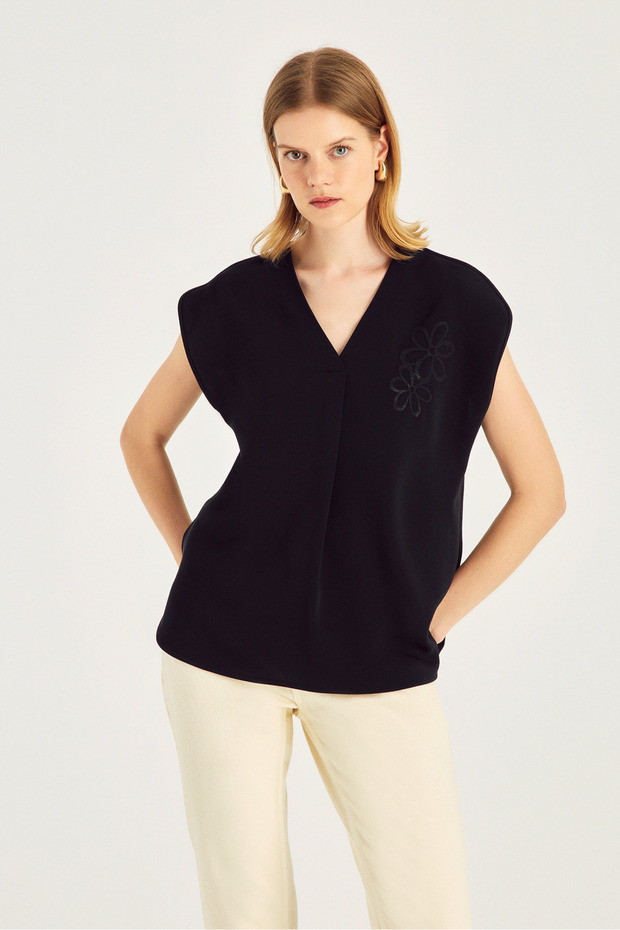 Çiçek Baskılı Bluz - 1