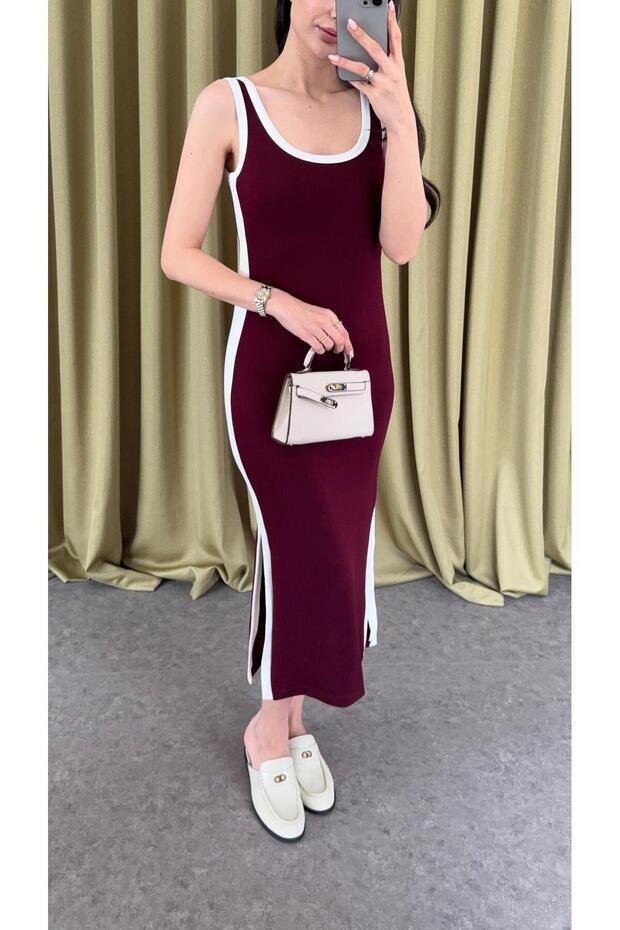 Rochie modal burgundy - 3