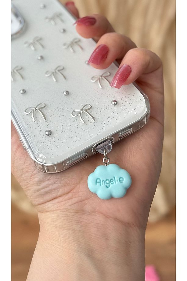 MİRAZTASARIM TYP-C UYUMLU KAWAİİ TARZ KALP ŞARJ GİRİŞ KORUMA CHARMI TELEFON CHARM TYP-C BULUT7 - 1