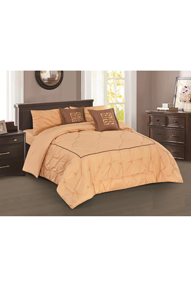 Horse comforter set, made of durable and soft fabric, with a modern and distinctive pattern, single size, 4 pieces, crinkled, Lana-007 - 1