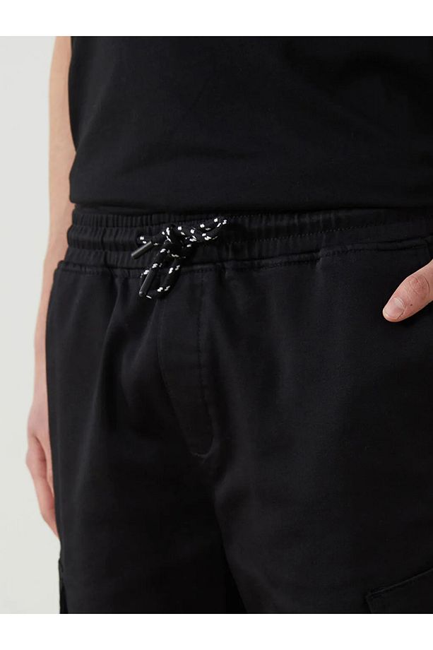 XSIDE Siyah Slim Fit Erkek Kargo Şort - 3