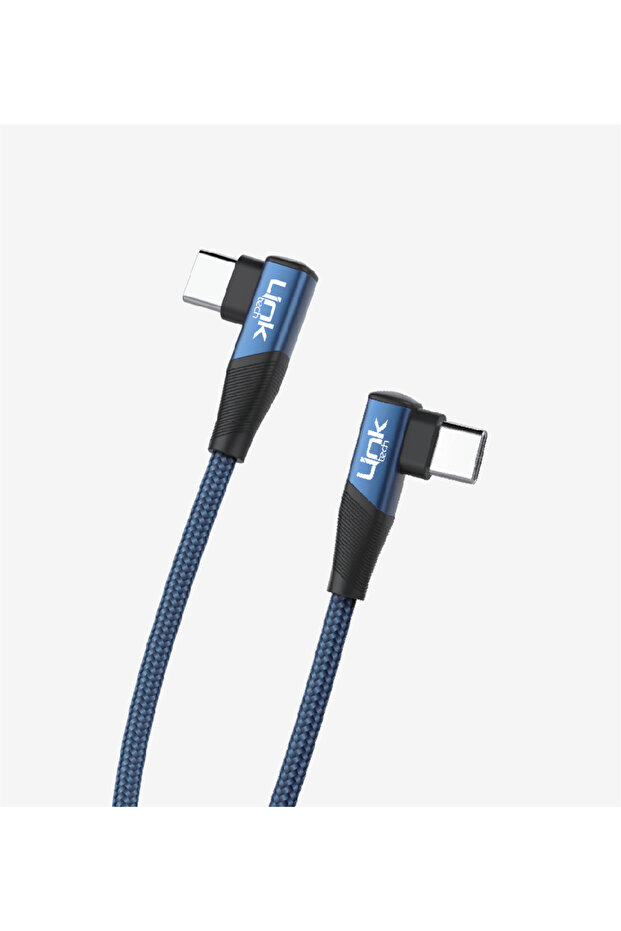 Link Tech K595 Gaming 90° Derece Metalik Başlıklı 1500mm 3A 60W Örgülü Tip-C Tip-C Şarj Kablosu - 1