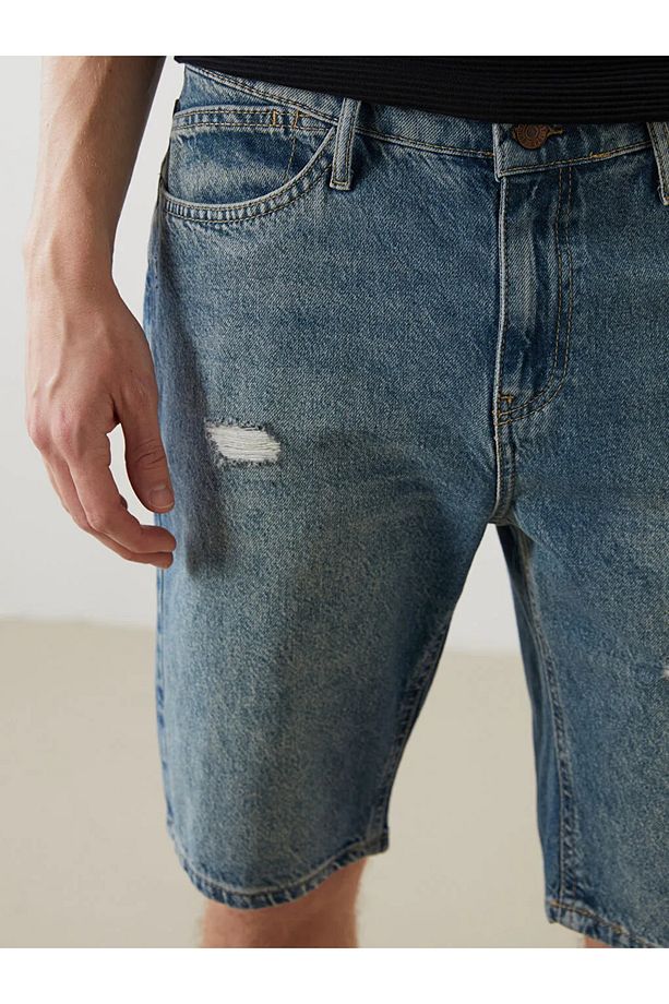 LCW Jeans Yeşil Standart Kalıp Erkek Jean Şort - 3