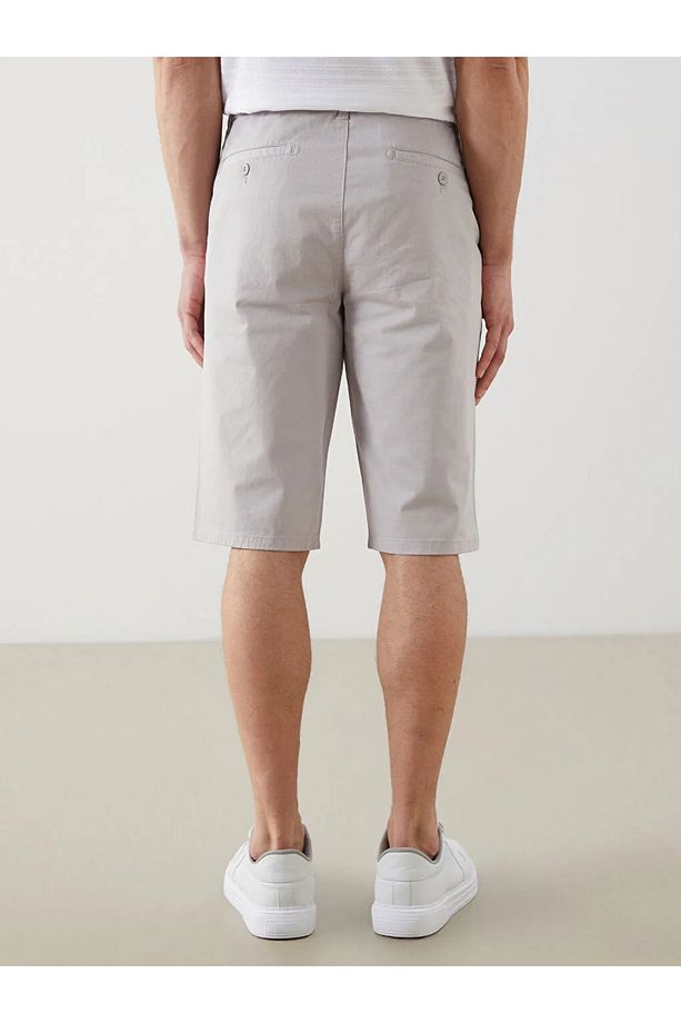 LCWAIKIKI Classic Gri Standart Kalıp Gabardin Erkek Şort - 4