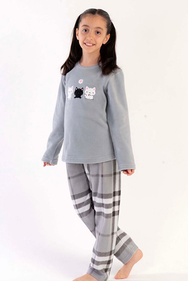 Kız Çocukpolar Uzun Kol Pijama Takım - 1