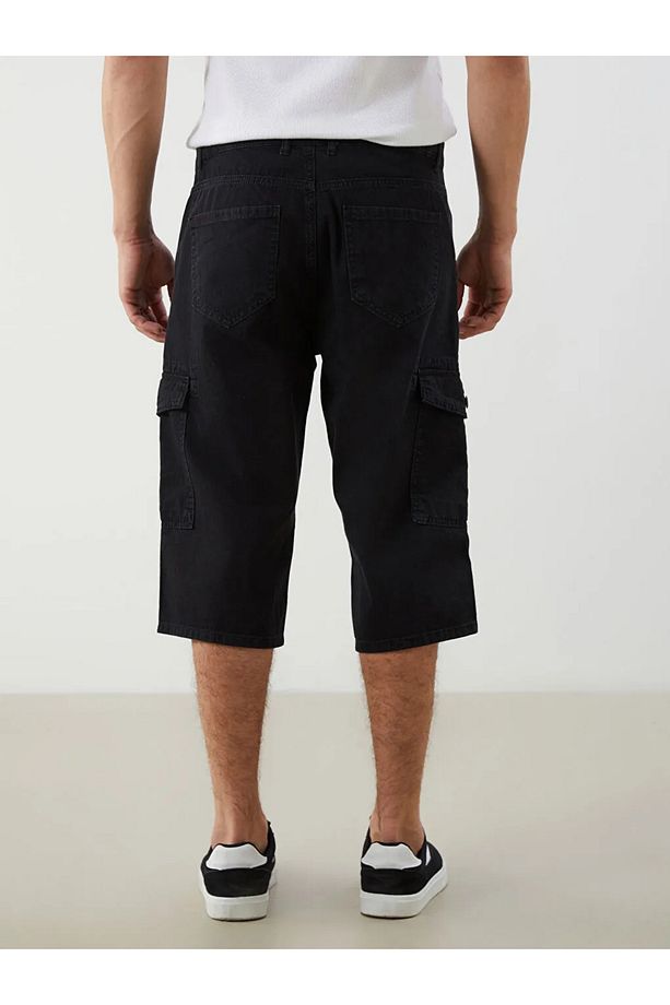LCW Jeans Siyah Standart Kalıp Erkek Jean Şort - 4