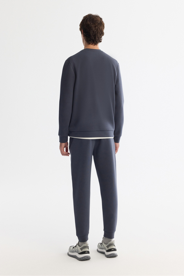 Erkek Regular Fit Antrasit Bisiklet Yaka Esnek Yumuşak Doku İnterlok Kumaş Basic Sweatshirt B001100 - 4