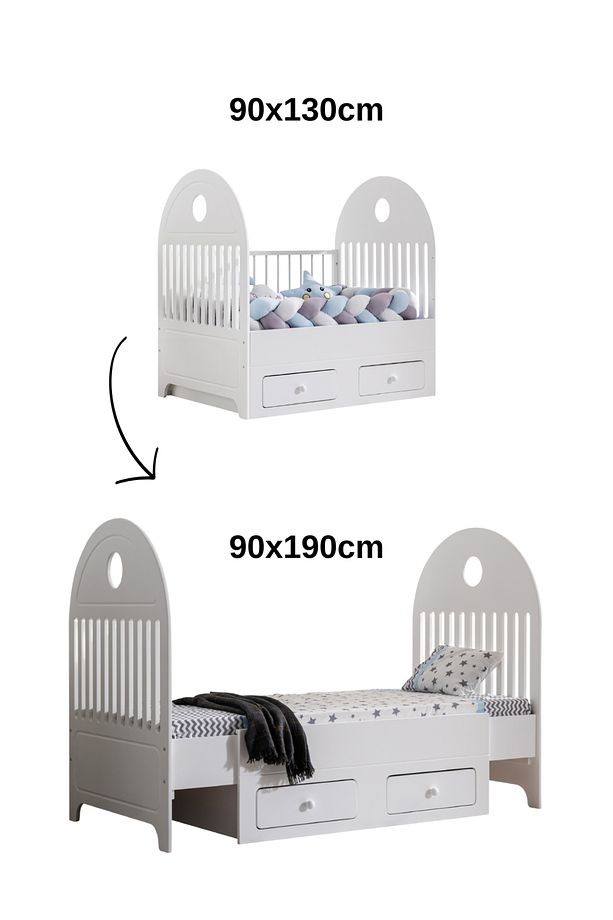 Lotus Büyüyen Karyola / Komple Mdf - Lake / Ücretsiz Kurulum / Ortopedik Yaylı Yatak Dahil - 2