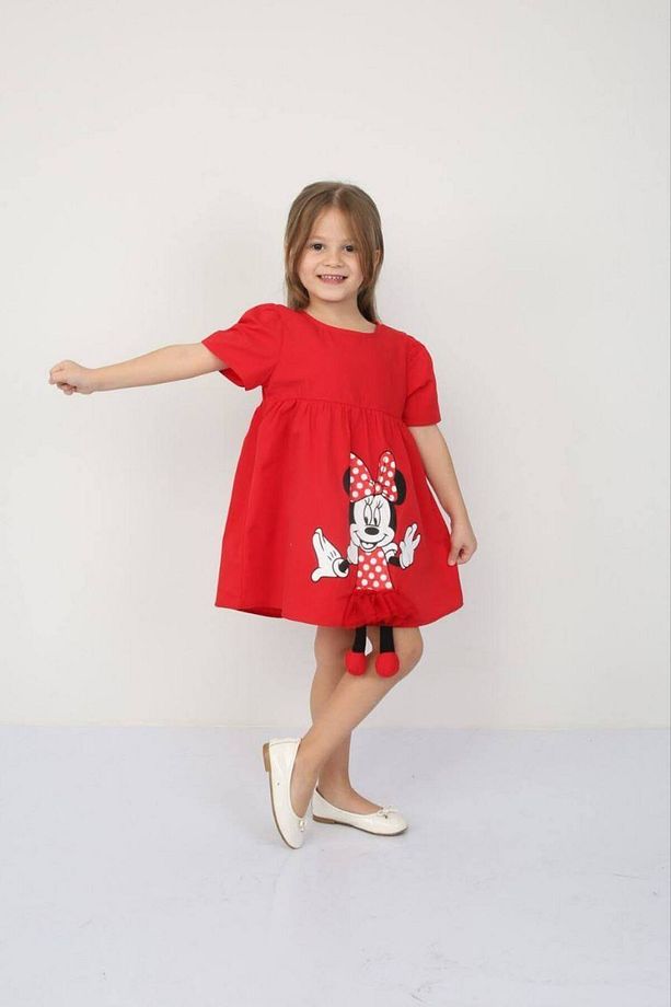 Kız Çocuk Minnie Mouse Detaylı Elbise - 3