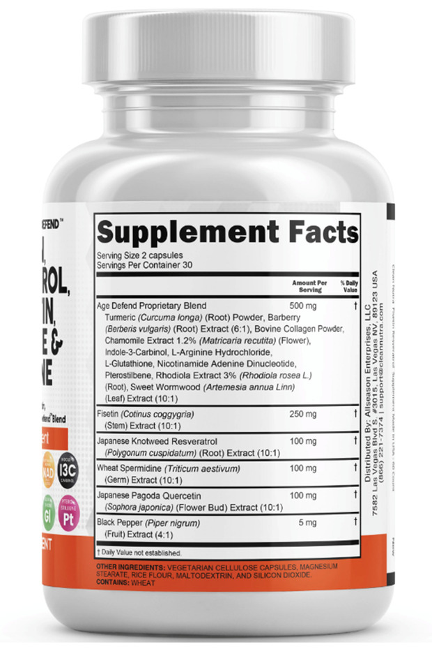 Fisetin Quercetin Resveratrol with Spermidine Wheat Germ Extract - Berberine, - 3