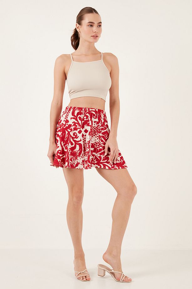 Desenli Slim Fit Mini Şort Etek ŞORT ETEK 5869020 - 1