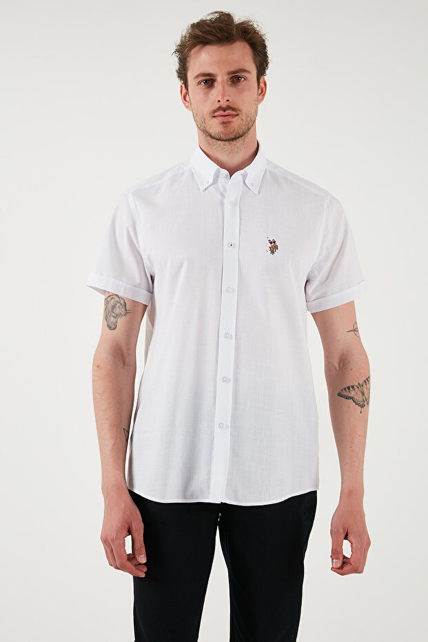 U.S. Polo 100% Cotton Regular Fit Button Collar Logo Shirt Men's Shirt G081Gl 0042083854
