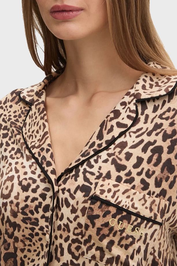 Sasha Leopar Desenli Regular Fit Yüksek Bel Bol Paça Modal Pijama Takımı O5RX08KCIN2 PİJ - 5