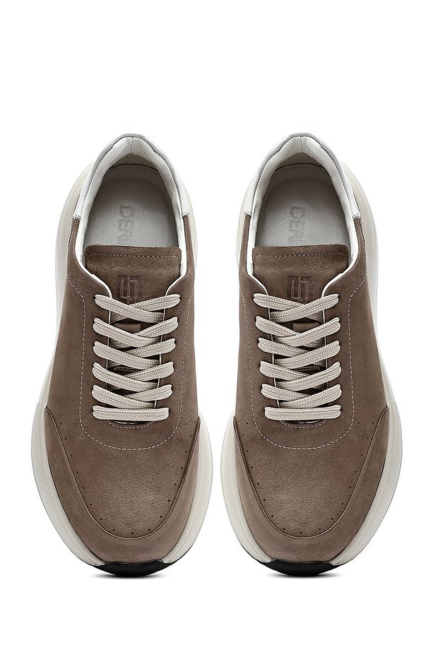 Erkek Vizon Bağcıklı Kalın Tabanlı Nubuk Deri Sneaker 25SFD6505V3 - 7