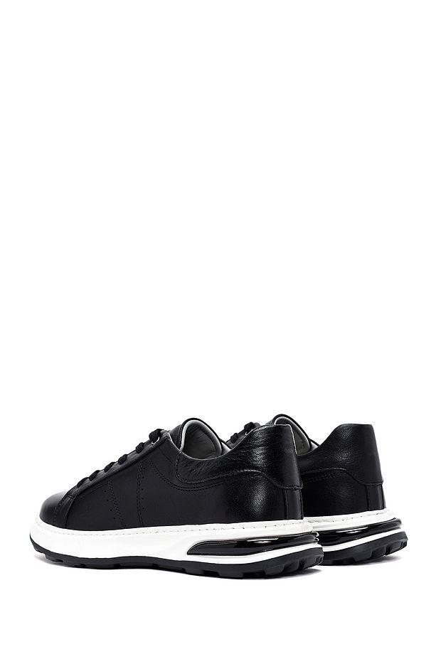 Erkek Siyah Bağcıklı Kalın Tabanlı Deri Sneaker 25SFD675018 - 5