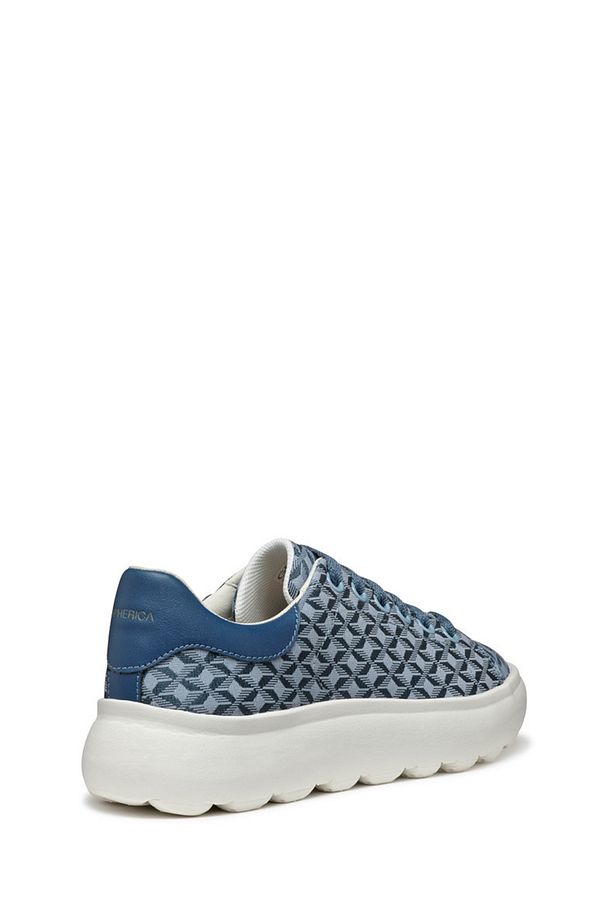 Kadın Mavi D Spherica Ec4.D - Em. Tex + Sy Bağcıklı Desenli Kalın Tabanlı Sneaker D55TCD0DSBCC4 - 4