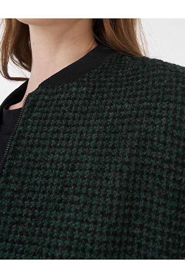 Textured Basic Jacket Emerald-Black - 7