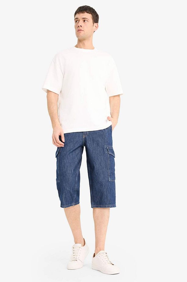 %100 Pamuk Hafif Kumaş Regular Fit Jean Uzun Bermuda Şort F4222ax25sm - 3