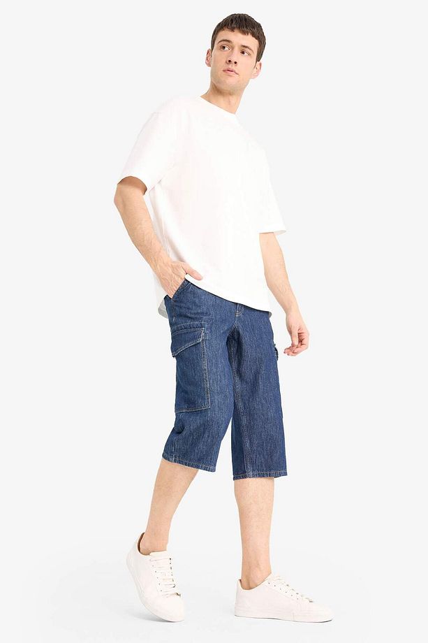 %100 Pamuk Hafif Kumaş Regular Fit Jean Uzun Bermuda Şort F4222ax25sm - 4