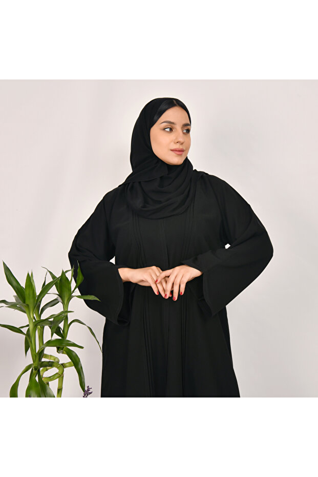 Abaya with soft pleats in the front - 4