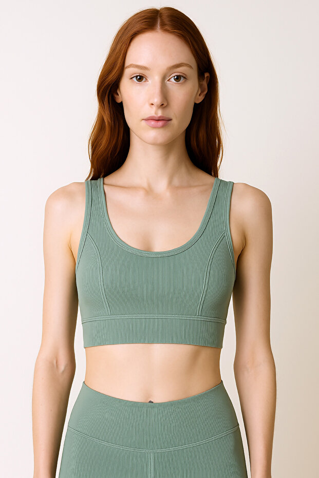Thick Strap Recovery Ripped Sports Bustier | Oil Green