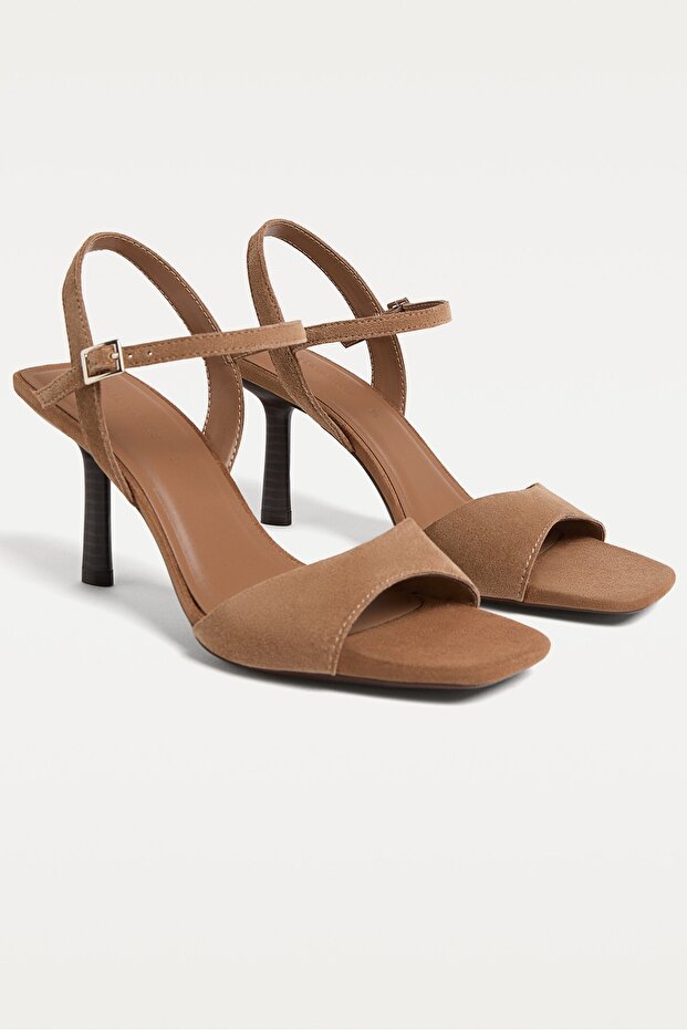Deri topuklu sandalet - 2