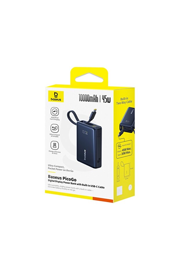PicoGo Digital Göstergeli Süper Hızlı 10000mAh 45W Laptop Şarj edebilen Powerbank Siyah - 8